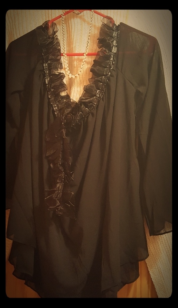 Sheer off the shoulder lace tunic